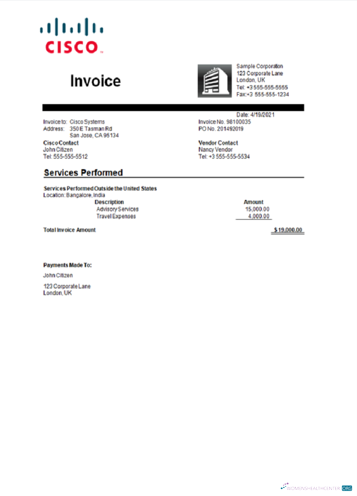 Download USA Cisco invoice Photoshop template